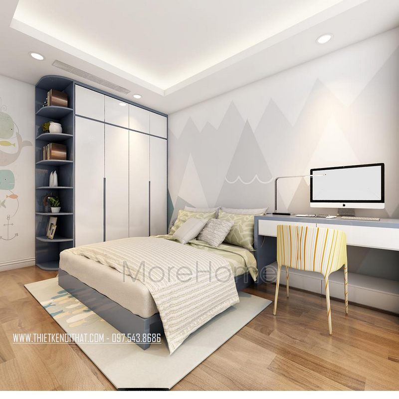 Thiết kế nội thất phòng ngủ chung cư Ngoại Giao Đoàn, Bắc Từ Liêm, Hà Nội